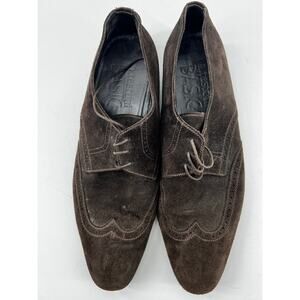 A.testoni Basic Oxford Suede Leather Brown Shoes Men's Size 10.5